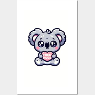 Cute kwaii koala gives free hugs - Valentine's day Posters and Art